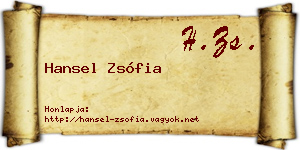 Hansel Zsófia névjegykártya